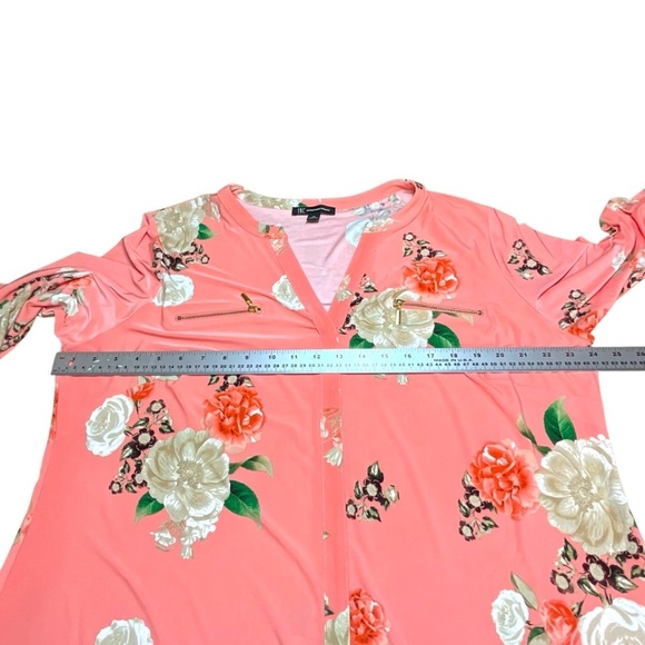 INTERNATIONAL CONCEPTS Split Vee Neck Popover Top Goldtone Zipper Chest Pockets - Picture 6 of 8